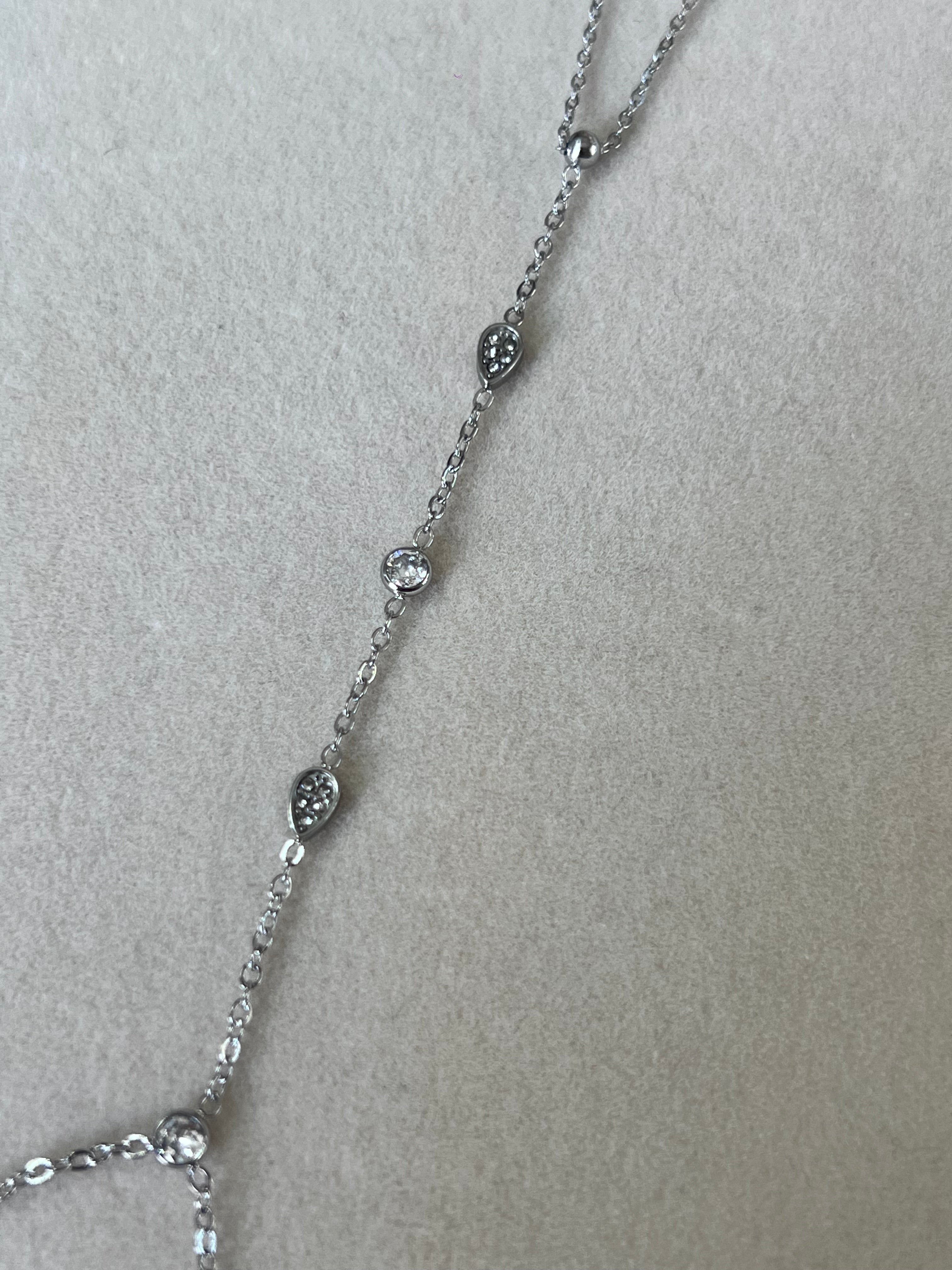 Cadena de mano cristal anular medio y muñeca