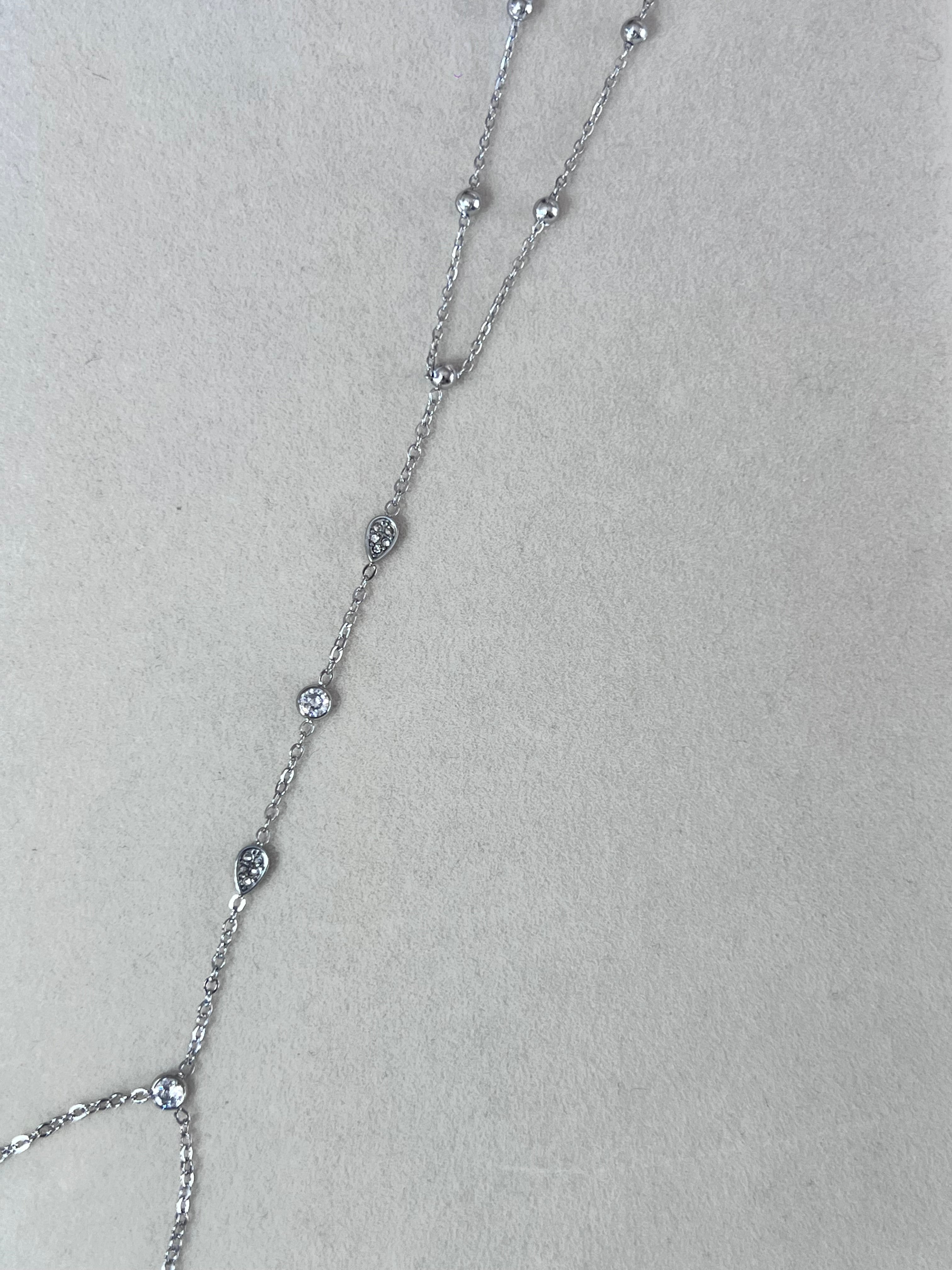 Cadena de mano cristal anular medio y muñeca