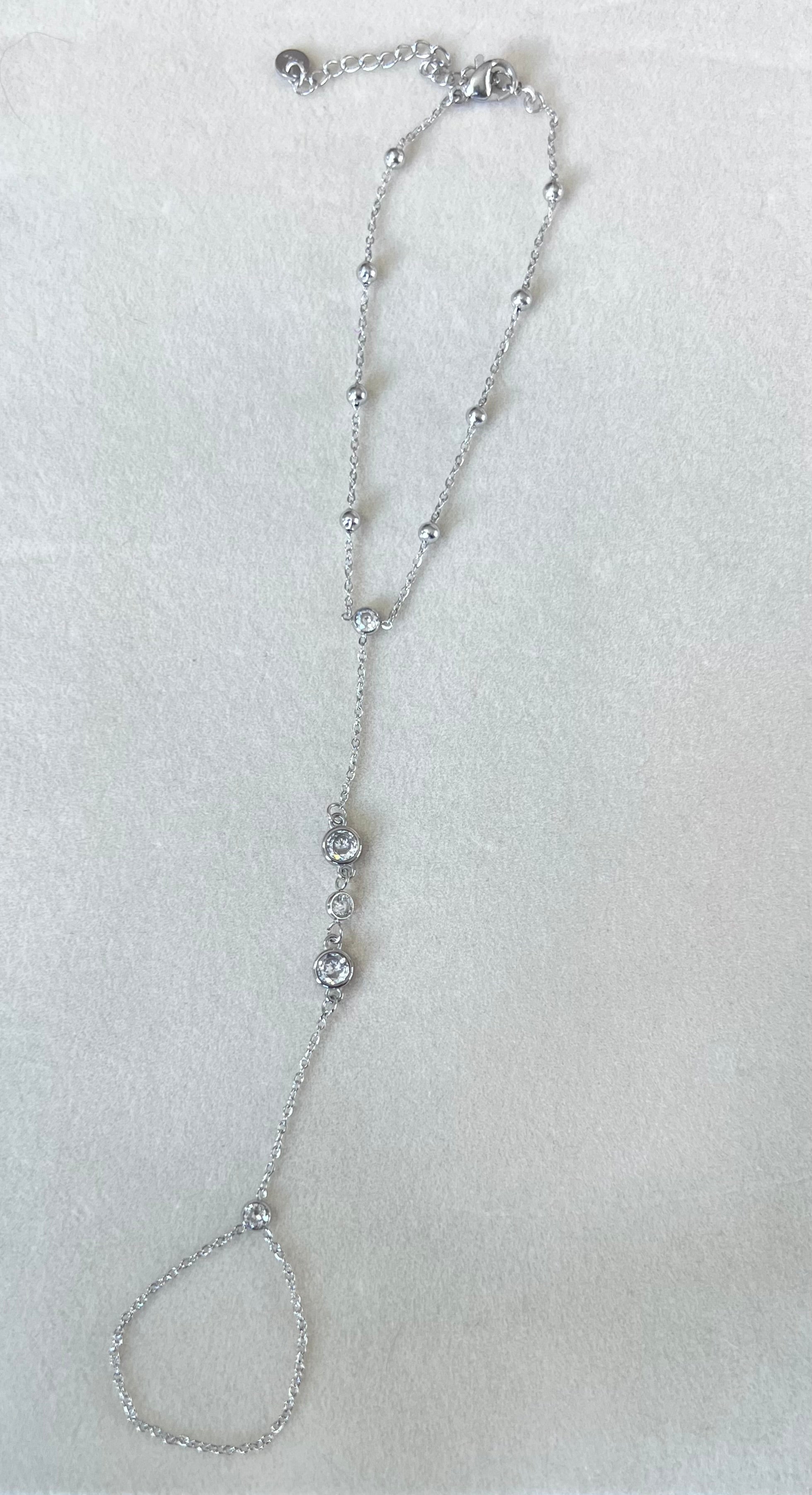 Cadena de mano cristal anular medio y muñeca